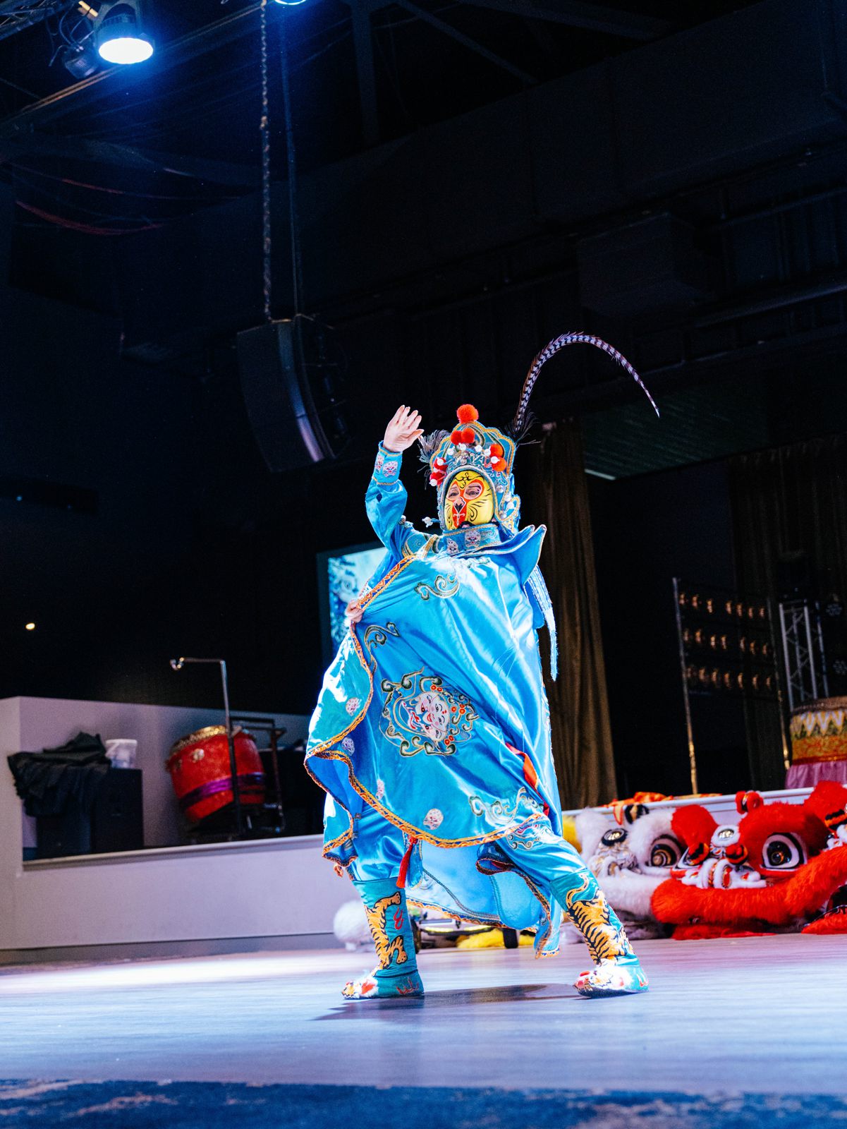 Face-changing opera performer on stage