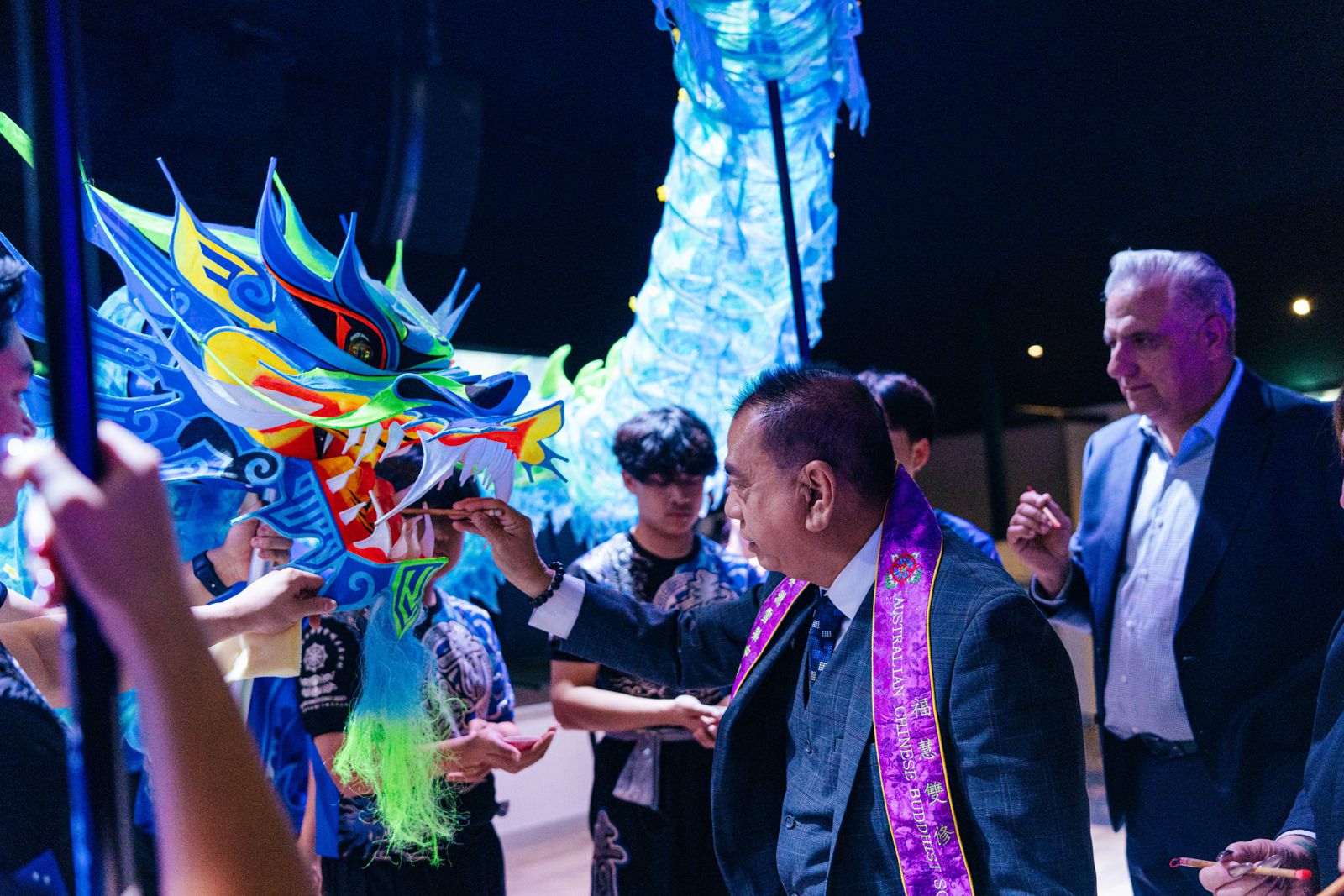 Dragon dance blessing with guests
