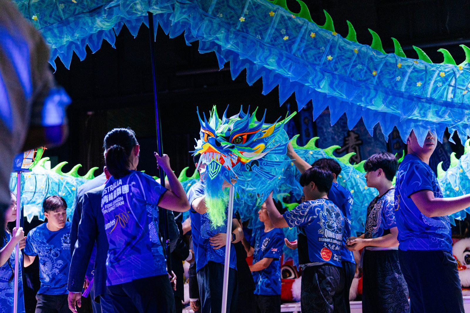 Dragon dance troupe performing